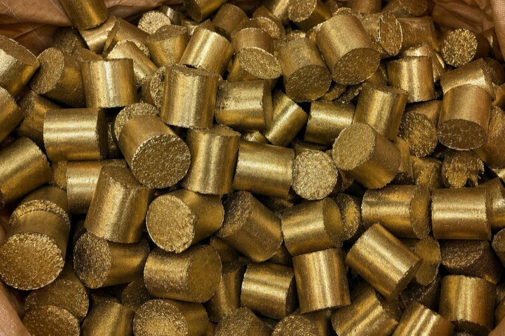 Compressed brass briquette